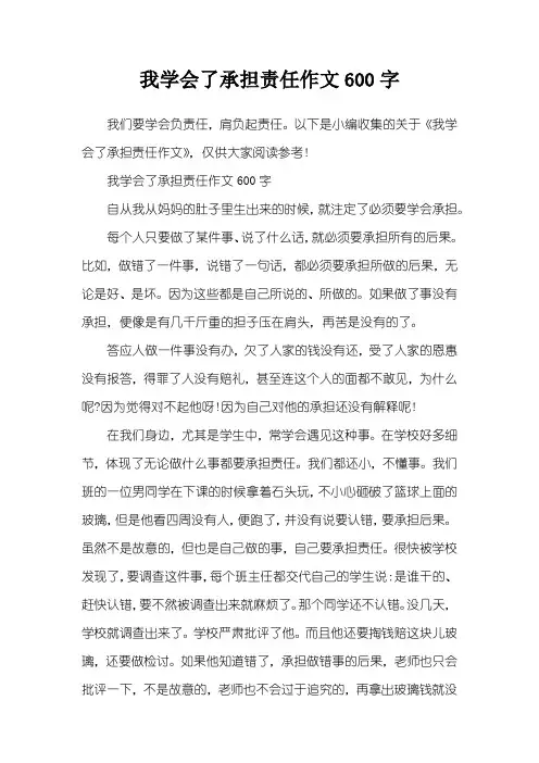 我学会了承担责任作文600字
