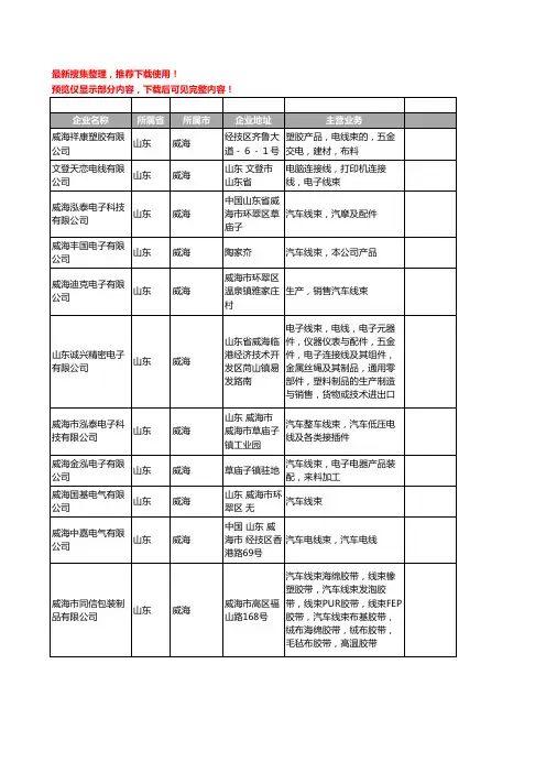 新版山东省威海线束工商企业公司商家名录名单联系方式大全49家