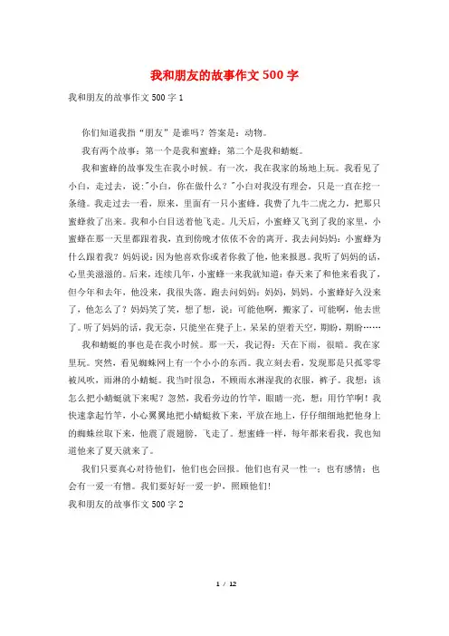 我和朋友的故事作文500字