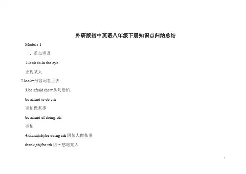外研版初中英语八年级下册知识点归纳总结