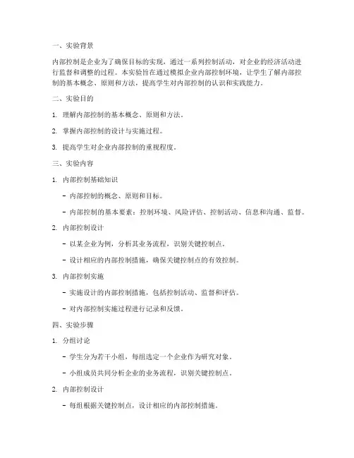 内部控制学实验报告