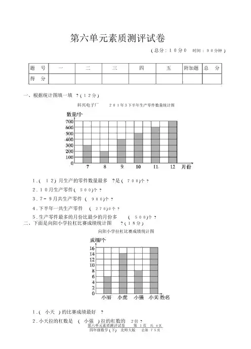 四年级下册数学单元测试第六单元北师大版(PDF版)附答案