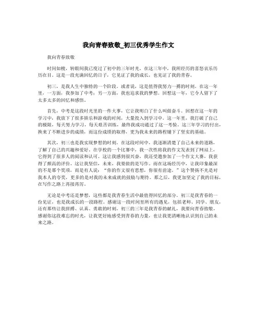 我向青春致敬_初三优秀学生作文
