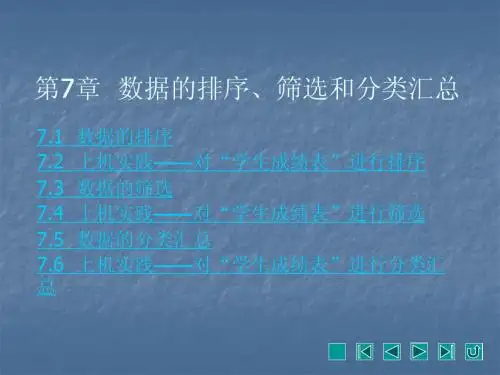 excel 2007 第7章  数据的排序、筛选
