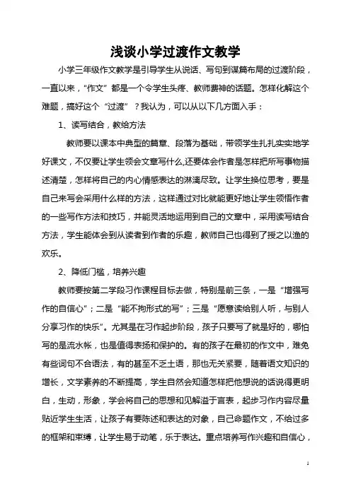 小学过渡作文教学之我见