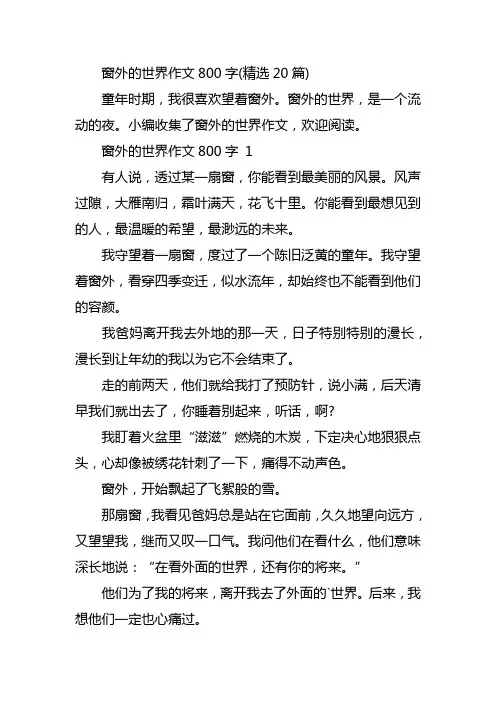 窗外的世界作文800字(精选20篇)