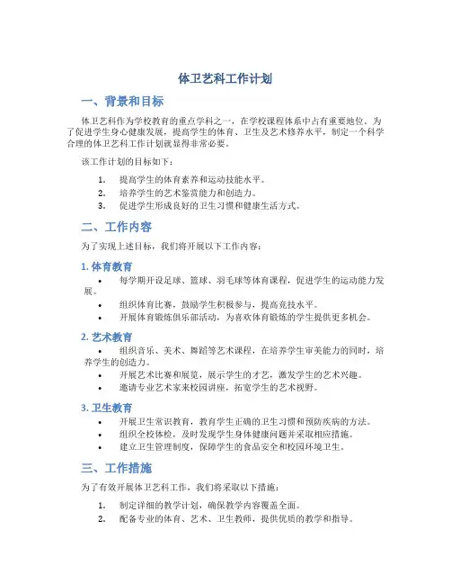 体卫艺科工作计划