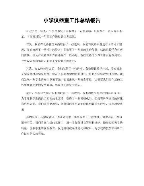 小学仪器室工作总结报告