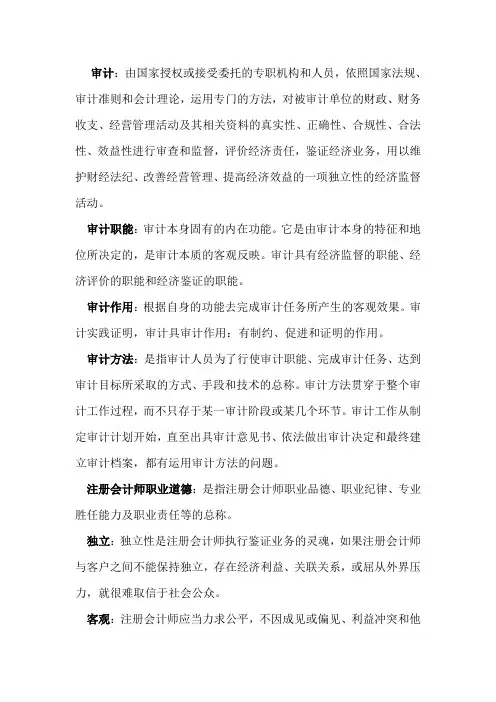 (完整版)审计名词解释(参考)