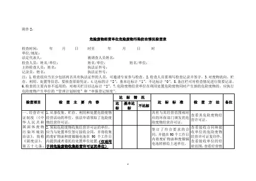 危险废物经营单位危险废物污染防治情况检查表