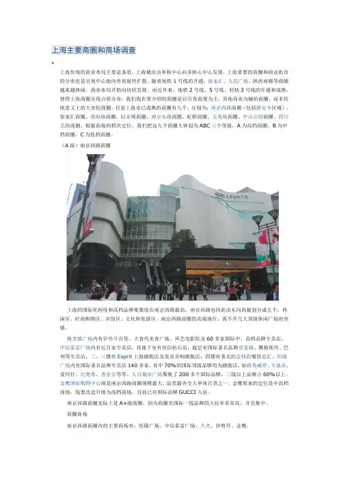 上海主要商圈和商场调查