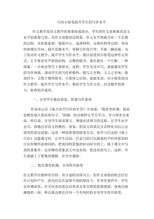 巧用小练笔提高学生的写作能力