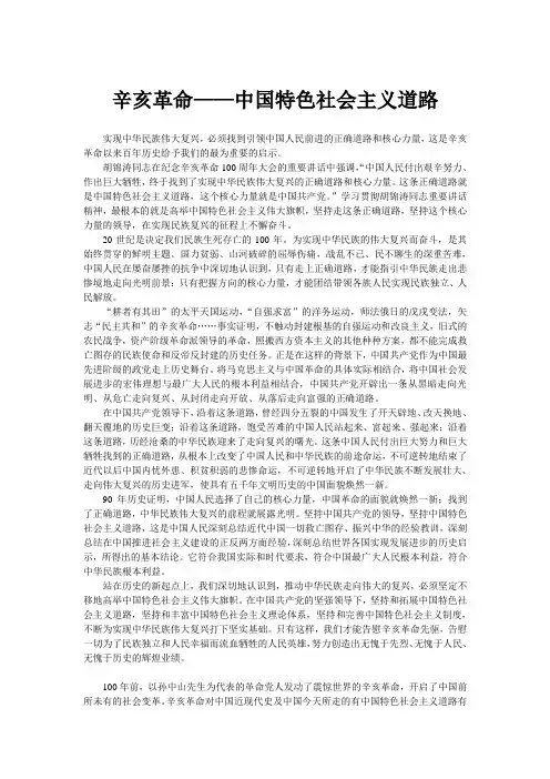 辛亥革命-中国特色社会主义道路