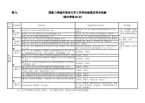 附2：国家三类城市语言文字工作评估标准及评分依据