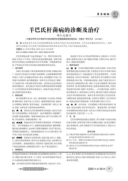羊巴氏杆菌病的诊断及治疗