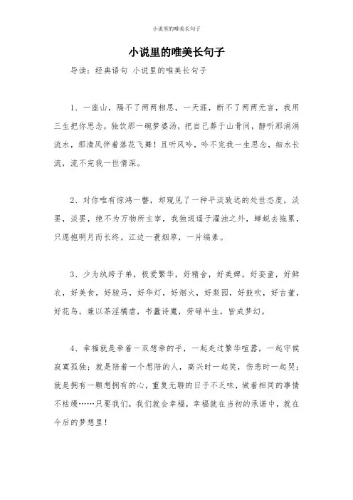 小说里的唯美长句子