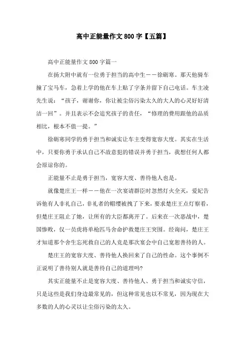 高中正能量作文800字【五篇】