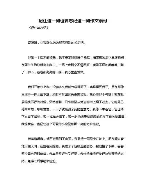 记住这一刻也要忘记这一刻作文素材