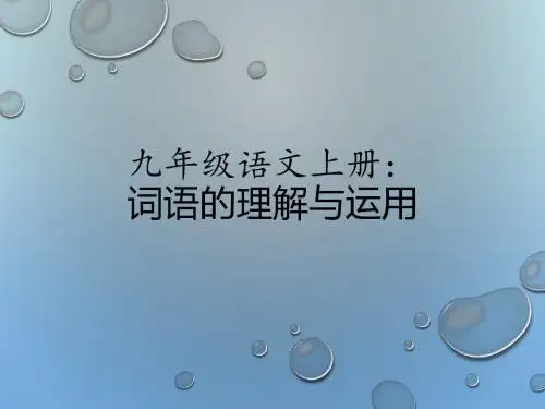 部编九年级语文上册词语的理解与运用