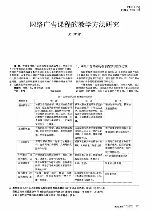 网络广告课程的教学方法研究