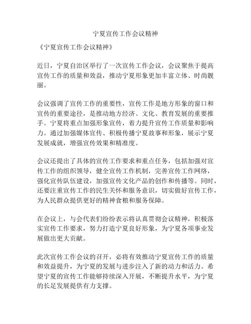 宁夏宣传工作会议精神