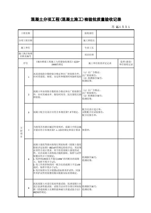 江苏省建设工程质监0190910六版表格文件QL4.5.3.1