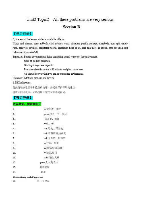 Unit2 Topic2 SectionB 同步学与练(原卷版) 2023-24仁爱版九年级英语上册