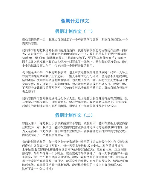 假期计划作文