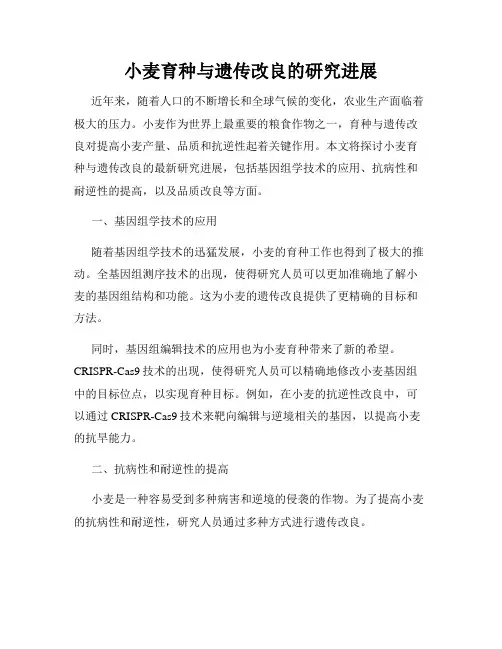 小麦育种与遗传改良的研究进展