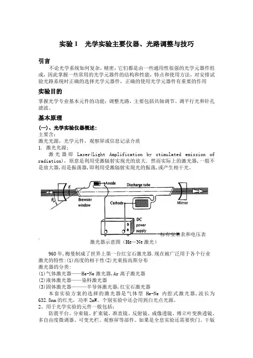 光学实验主要仪器、光路调整与技巧