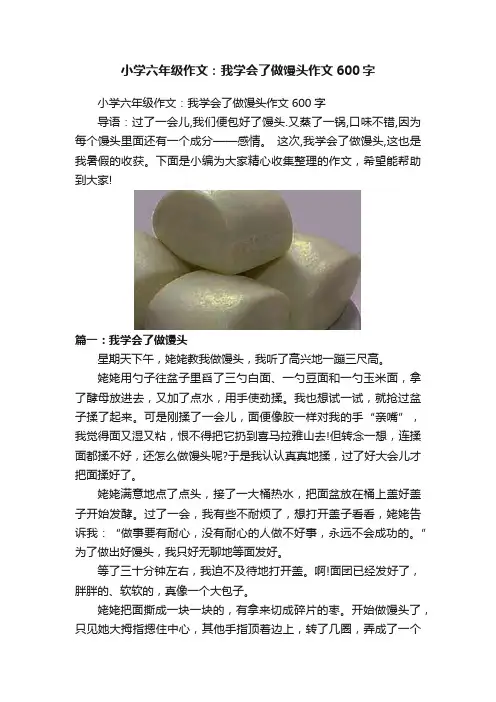 小学六年级作文：我学会了做馒头作文600字