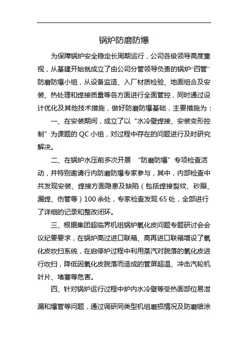 锅炉“防磨防爆”