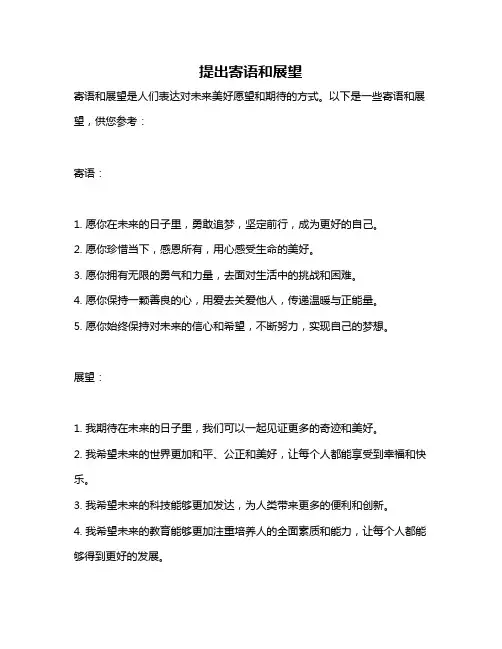 提出寄语和展望