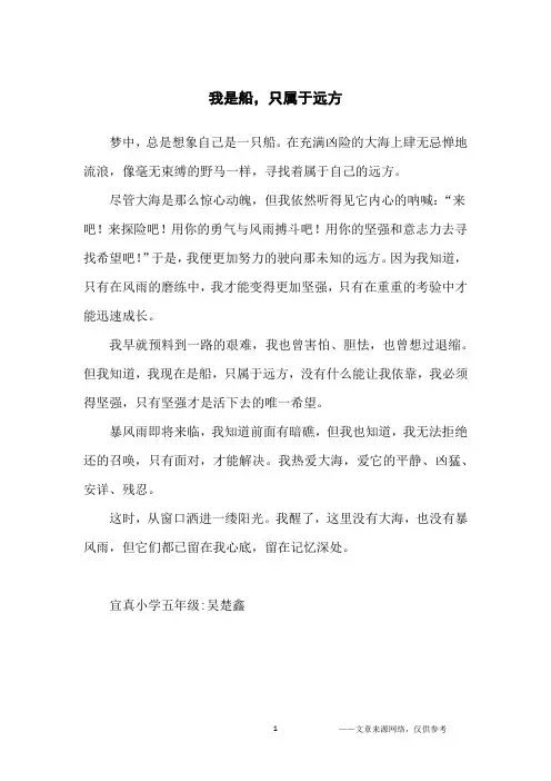 我是船,只属于远方_小学生