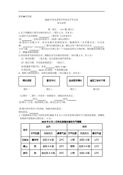 河北18年中考语文