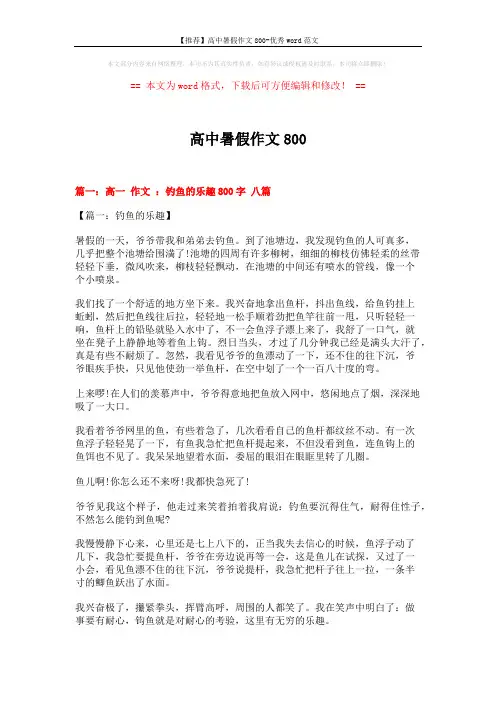 【推荐】高中暑假作文800-优秀word范文 (11页)