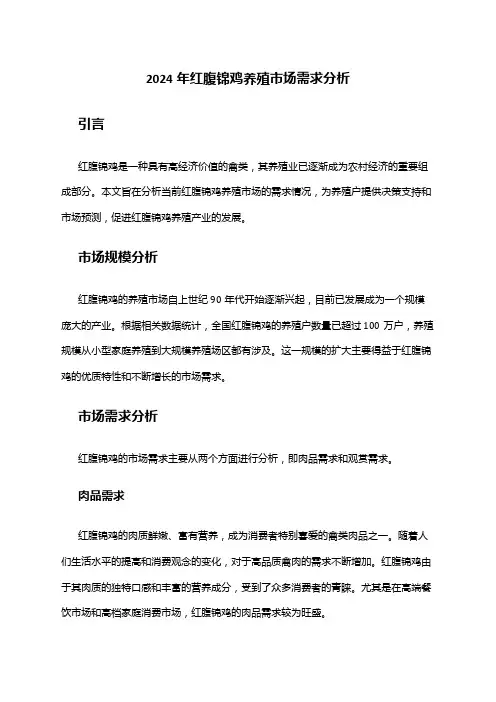 2024年红腹锦鸡养殖市场需求分析