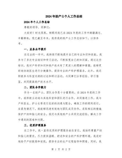 2024年助产士个人工作总结