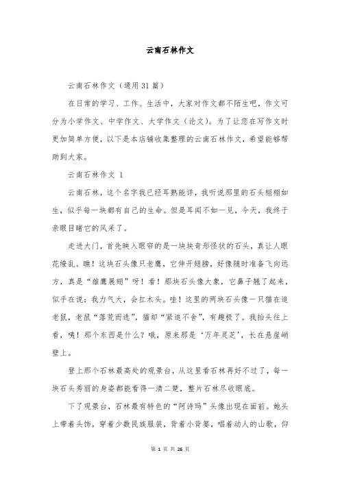 云南石林作文