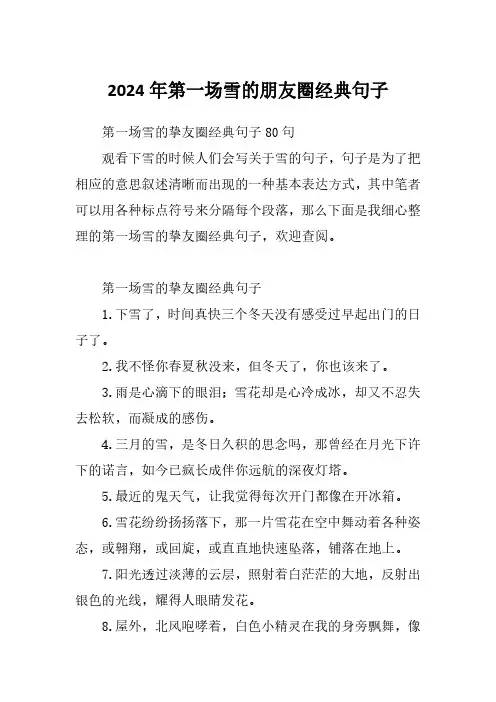 2024年第一场雪的朋友圈经典句子