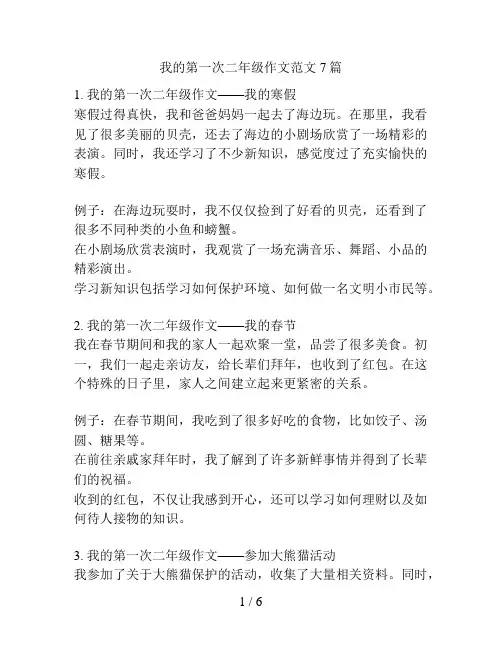我的第一次二年级作文范文7篇