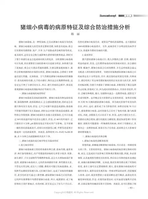 猪细小病毒的病原特征及综合防治措施分析