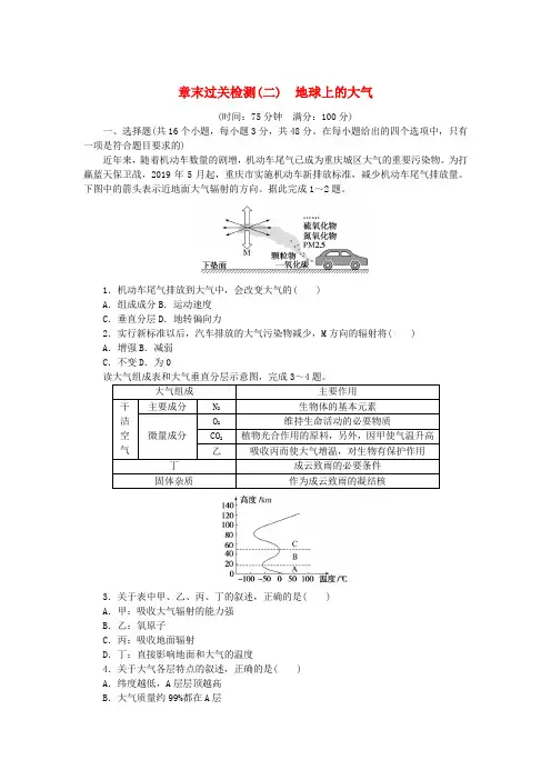 2024版新教材高中地理第二章地球上的大气章末过关检测新人教版必修第一册