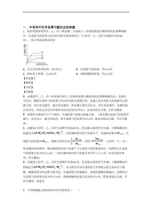 2020-2021备战中考化学金属与酸反应的图像(大题培优)及答案