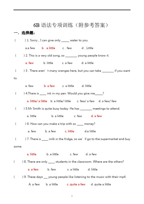 6B语法专项训练(附参考答案)