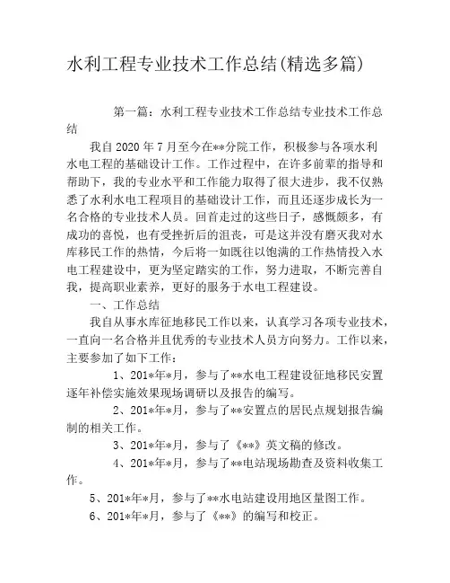 水利工程专业技术工作总结(精选多篇)