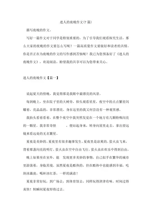 迷人的夜晚作文(7篇)