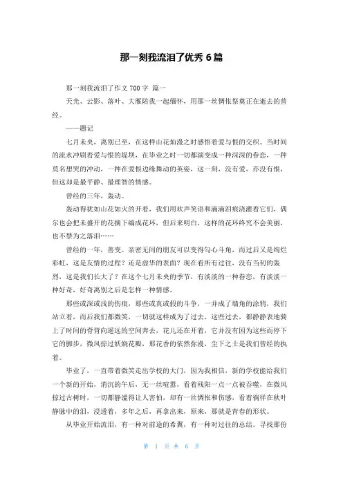 那一刻我流泪了优秀6篇
