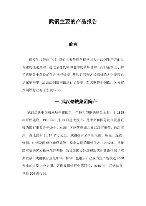 武钢主要的产品报告