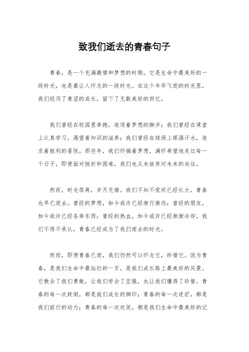 致我们逝去的青春句子